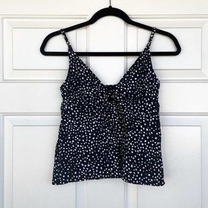 White and black speckled tank
